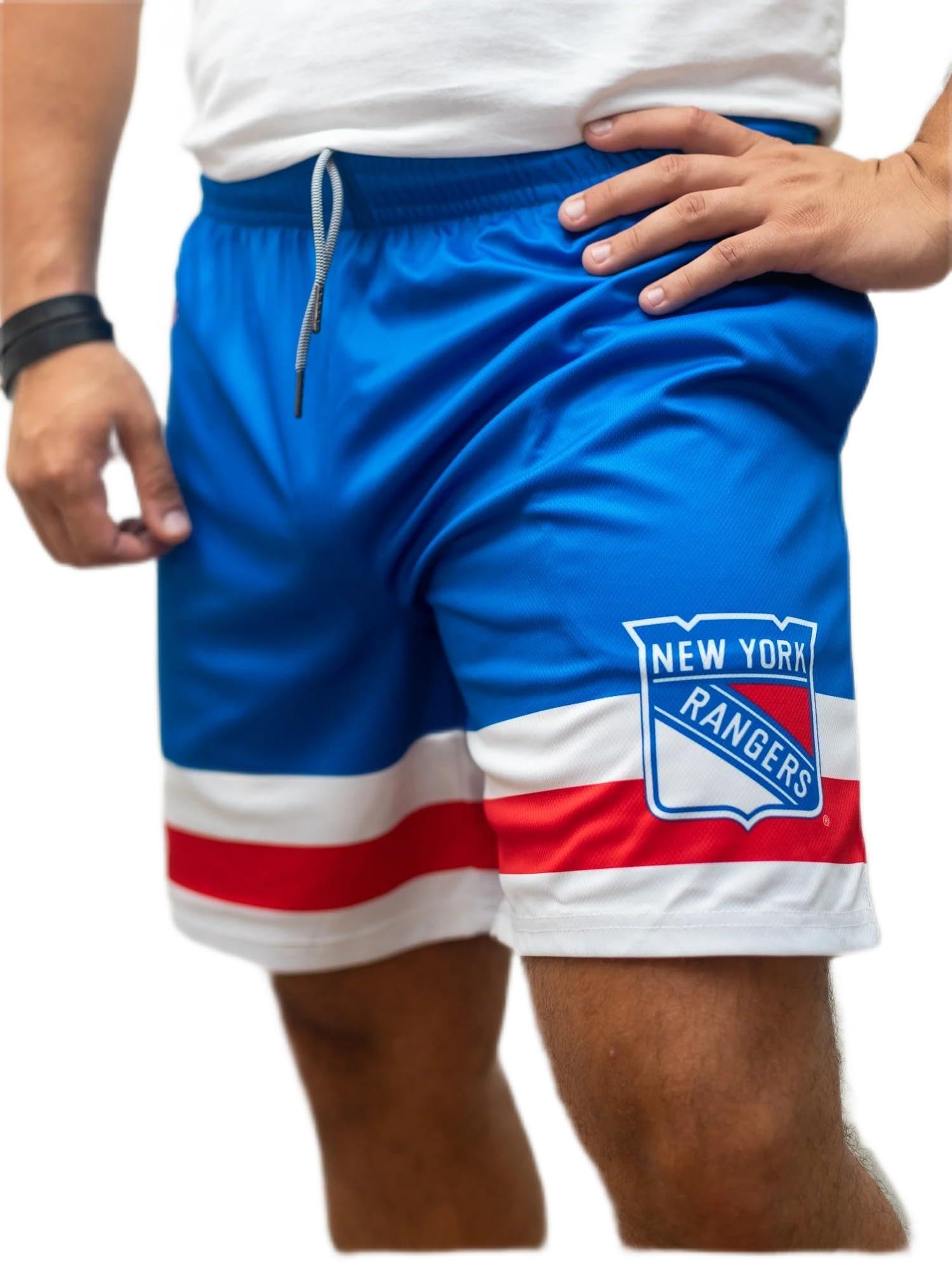 New York Rangers NHL Hockey Shorts - Breathable Mesh Athletic Shorts for Men - Perfect for Hockey Games, Training & Casual Wear