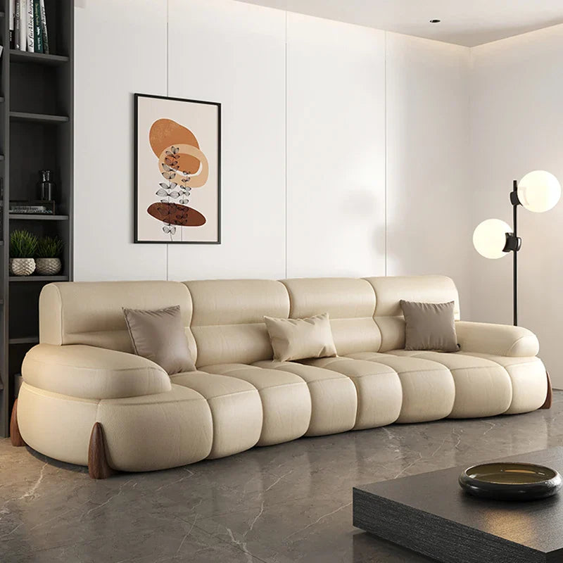 Premium Genuine Cowhide Leather Sectional Sofa Set - 3-Piece Modern Living Room Furniture for Home, Office & Lounge Comfort