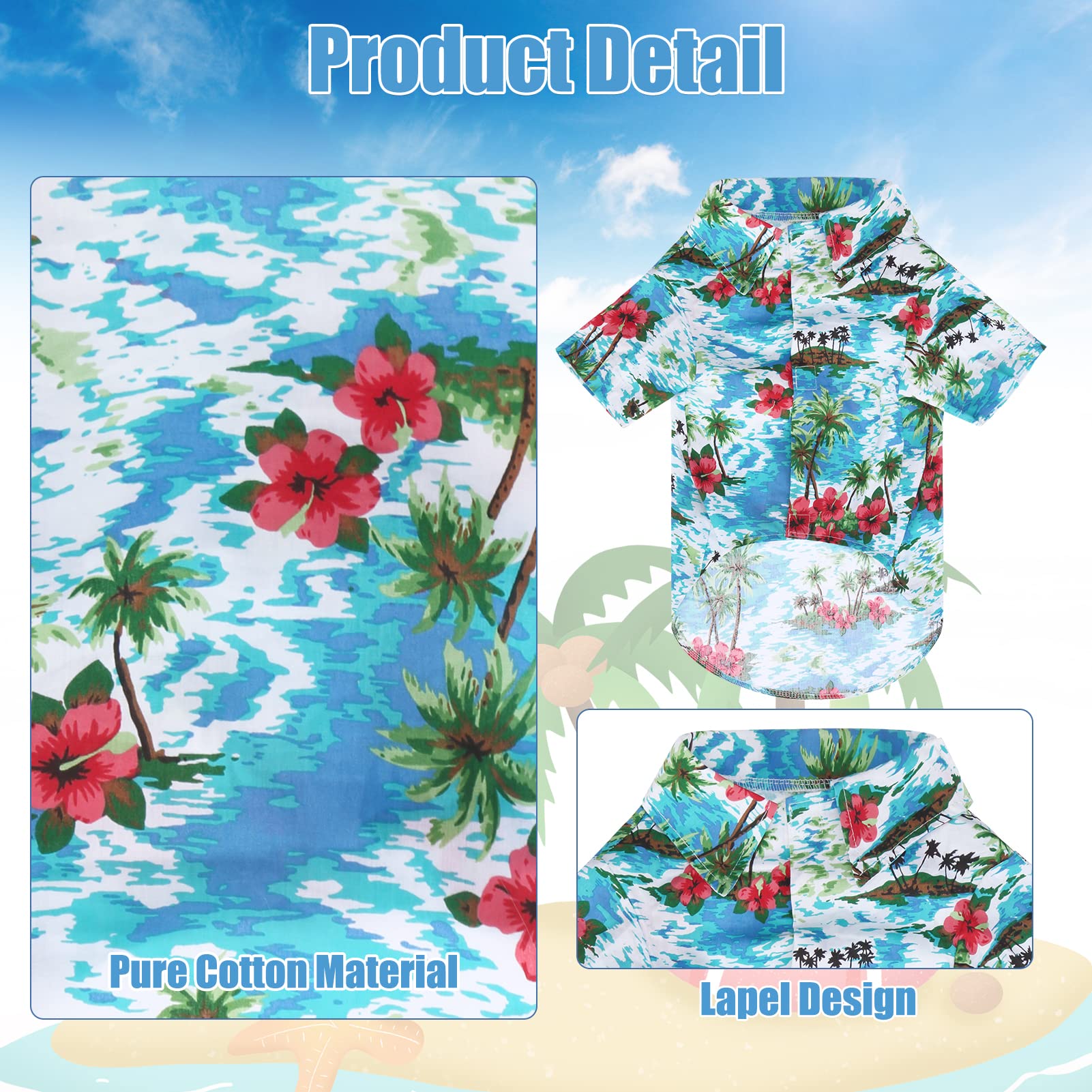 EXPAWLORER Hawaiian Dog Shirt - Breathable Floral & Sea Island Print Polo T-Shirt for Small, Medium & Large Dogs | Summer Cooling Outfit for Puppies (Boys & Girls) | Perfect for Beach Days, Backyard BBQs & Tropical Vacations
