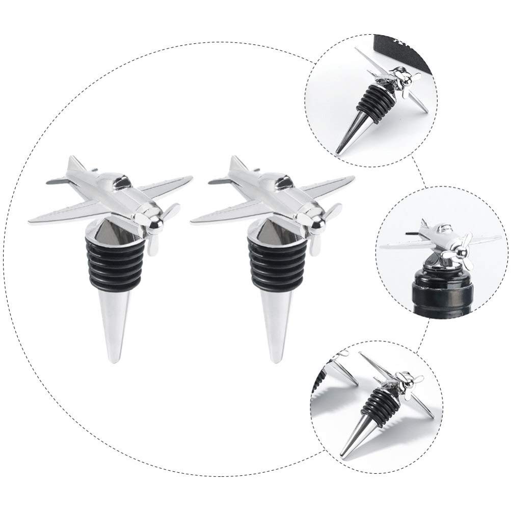 2-Pack Metal Wine Bottle Stoppers - Alloy Wine Cork Plug Seal for Red, White & Sparkling Wine - Perfect for Home Bars, Parties & Gifts