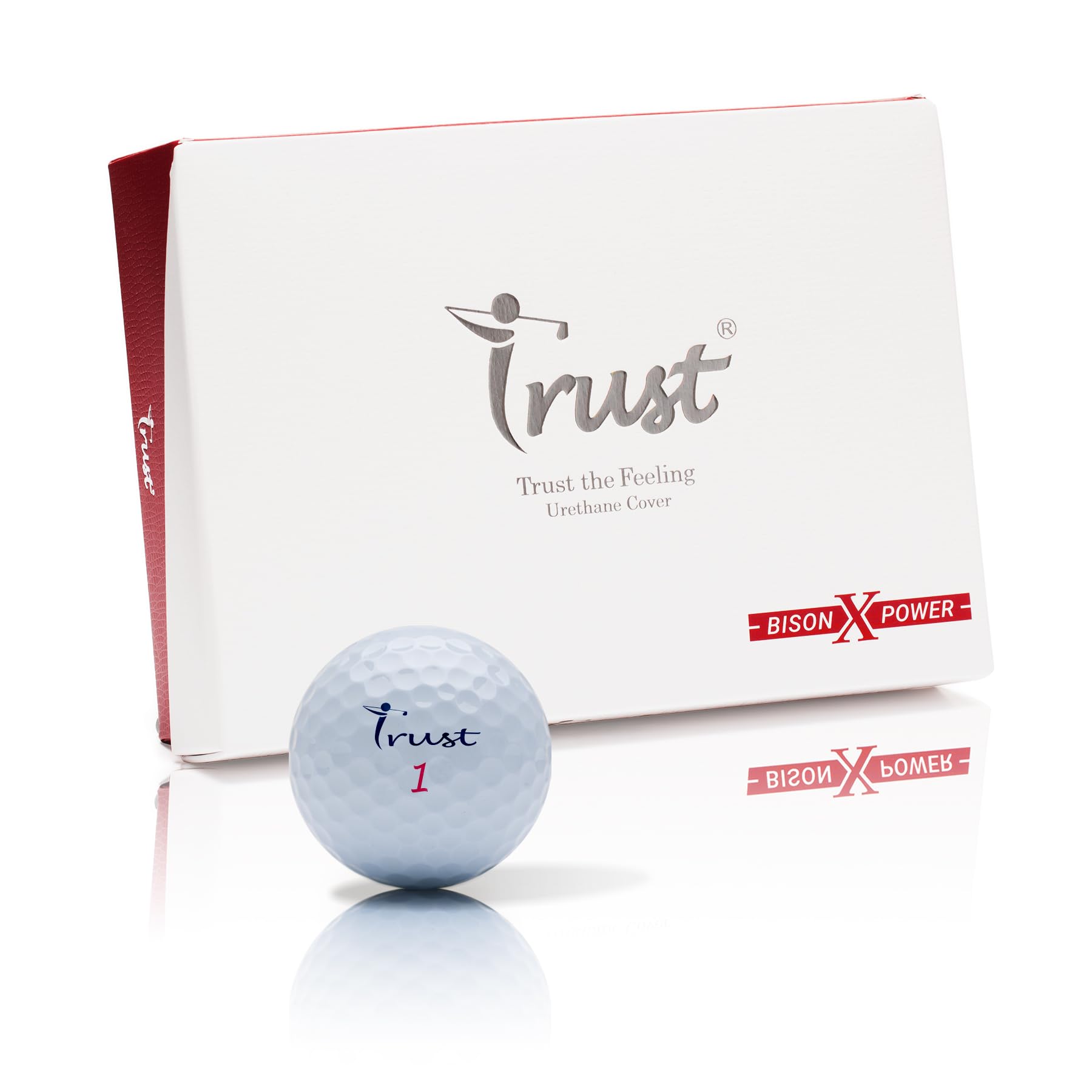 Premium Trust Golf Balls Bison V/X Power - Professional Urethane Cover for Maximum Distance & Control, Soft Feel, Straight Flight - Ideal for Low Handicappers & Tournament Play (White, 12/48 Balls) - Perfect for Competitive Golfers & Driving Range Practice
