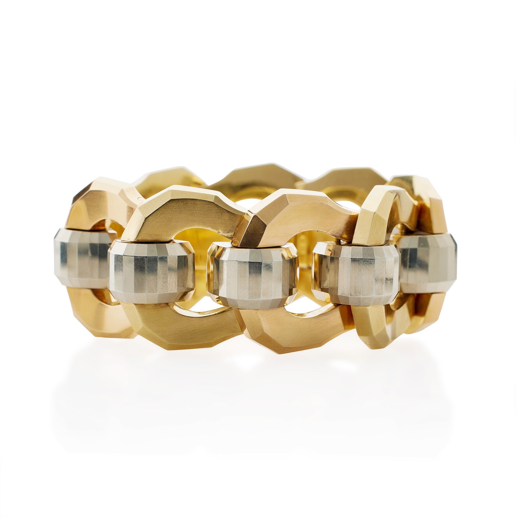 18K Tri-Color Gold Italian Retro Bracelet for Women - Elegant Vintage Jewelry Gift for Anniversary, Wedding & Special Occasions