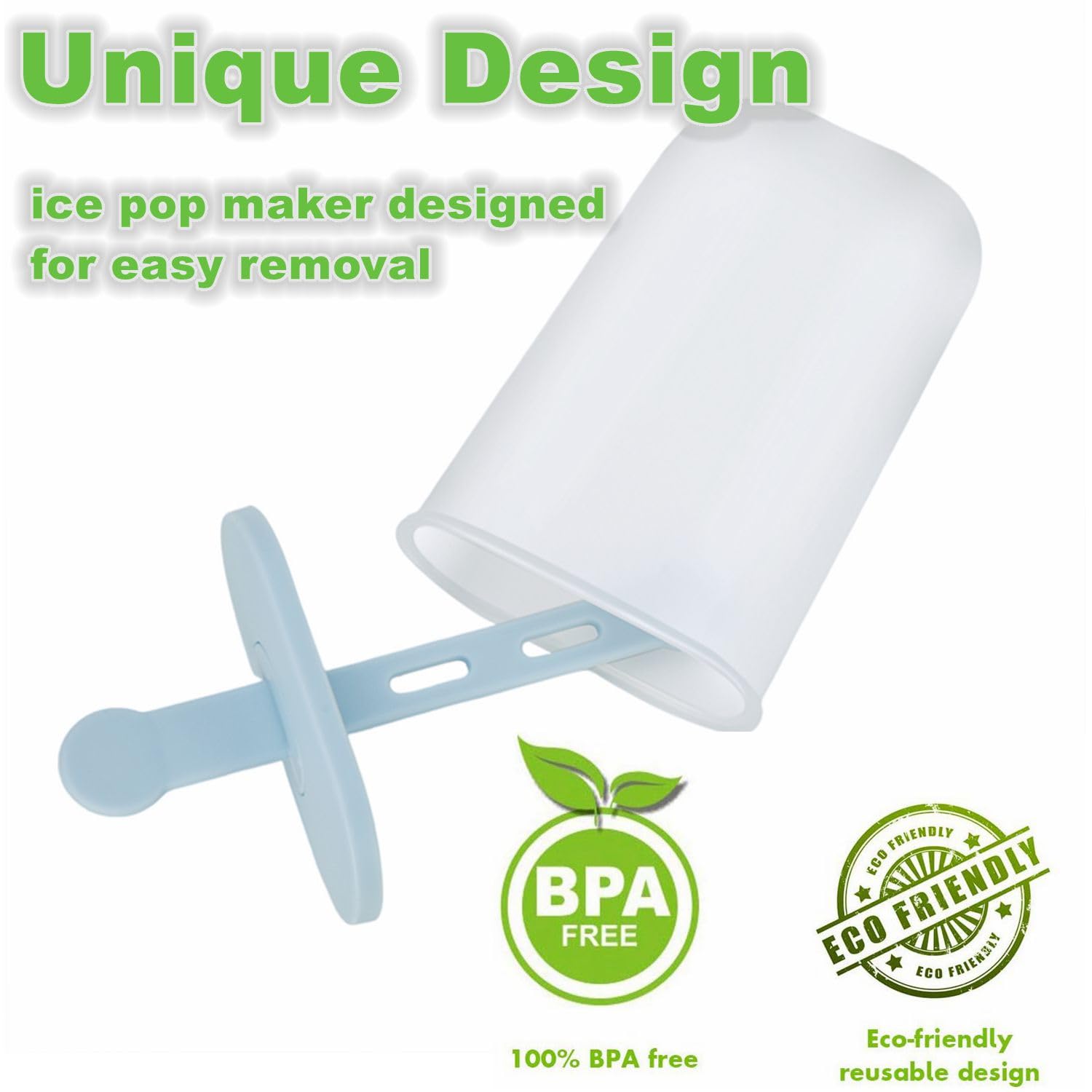 6-Piece BPA-Free Popsicle Molds Set - Easy Release Ice Pop Maker for Homemade Ice Cream & Frozen Treats - Perfect for Summer Snacks, Kids Parties & Healthy Desserts (Blue)