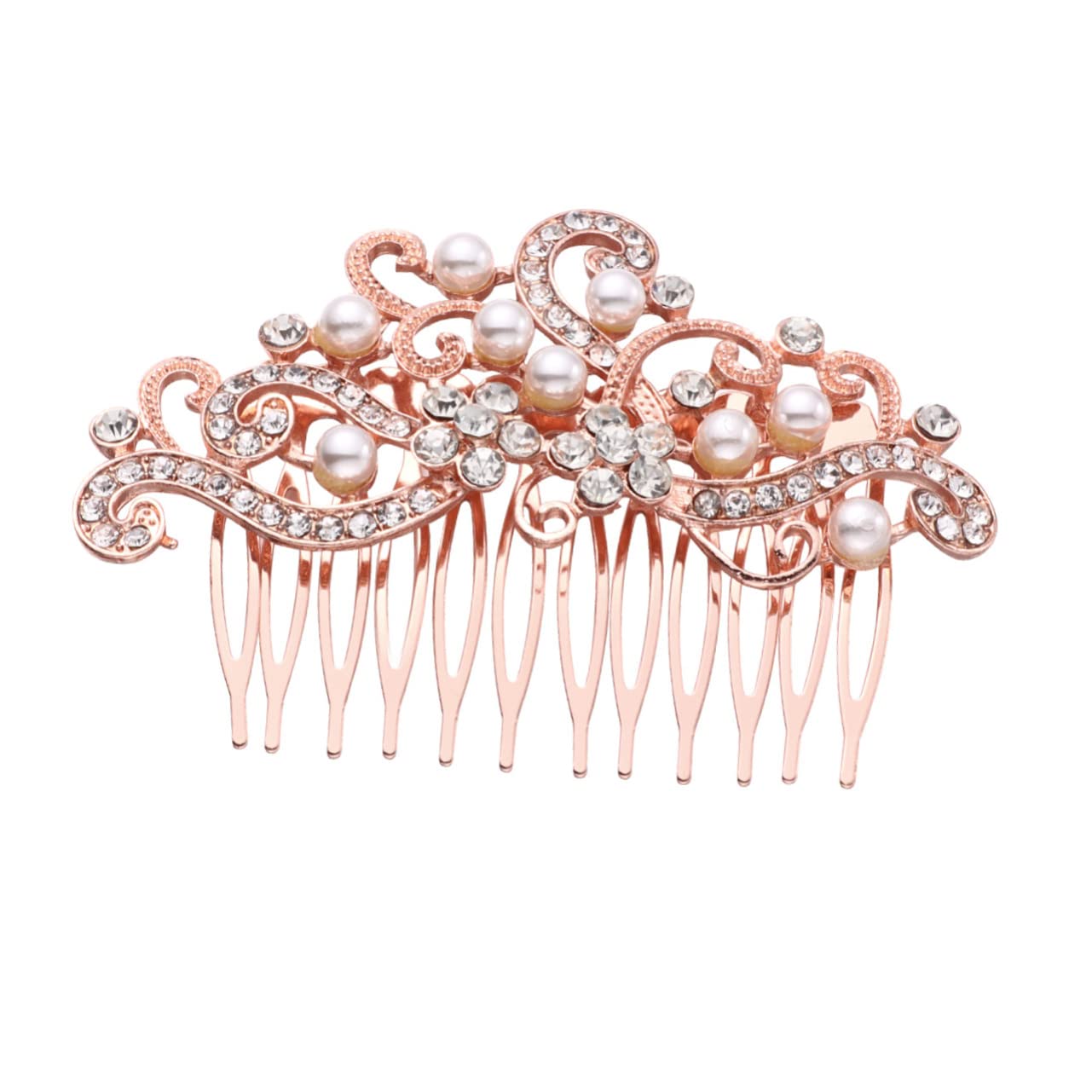 Elegant 2-Piece Bride Hair Comb Set with Pearl & Rhinestone Veil Comb - Metallic Wedding Hair Clips for Brides, Bridesmaids - Perfect for Bridal Shower, Wedding Ceremony & Reception