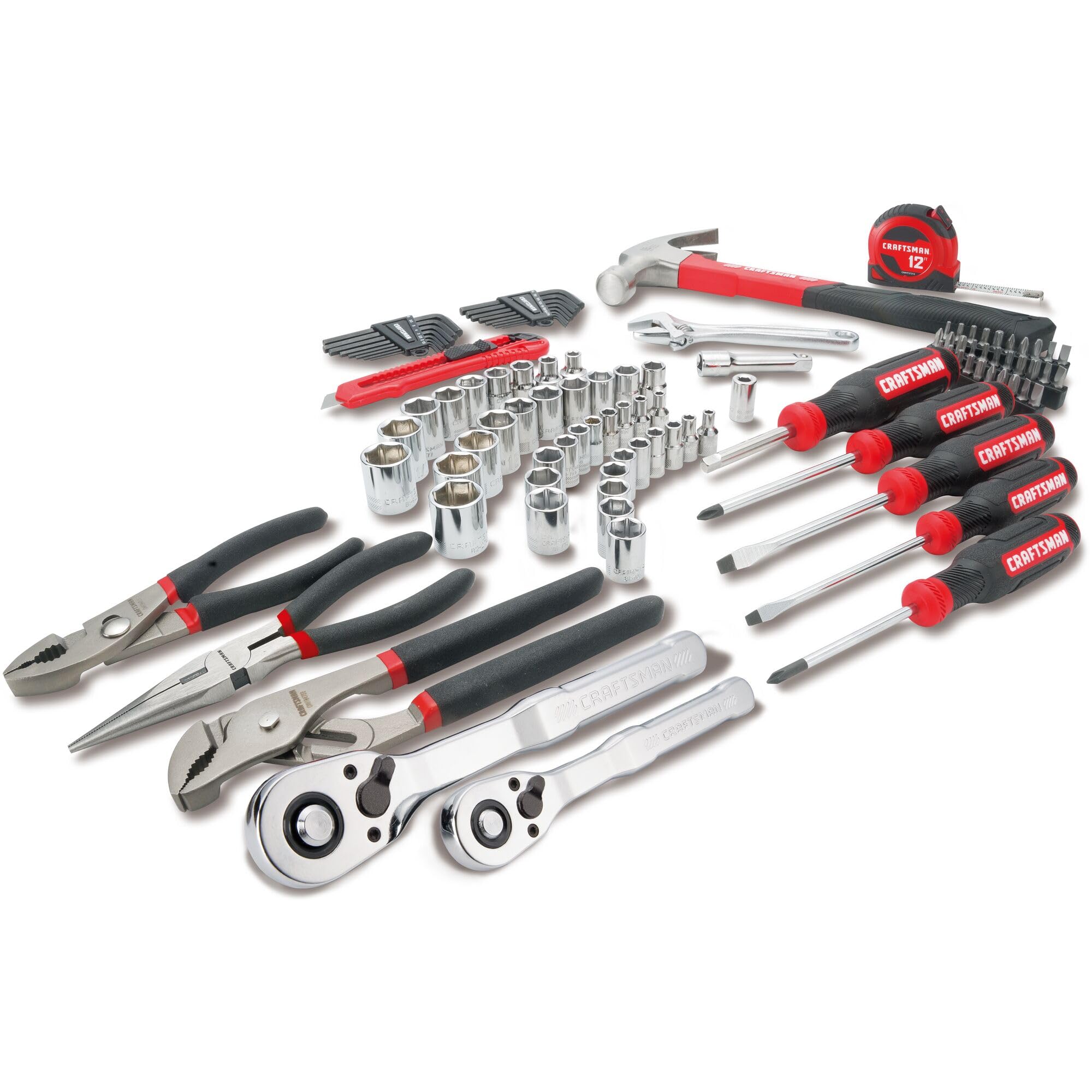 CRAFTSMAN 102-Piece Home & Car Tool Kit - Durable SAE/Metric Socket Set with Wrenches & Screwdrivers (CMMT99449) | Perfect for DIY Repairs, Auto Maintenance & Household Fixes