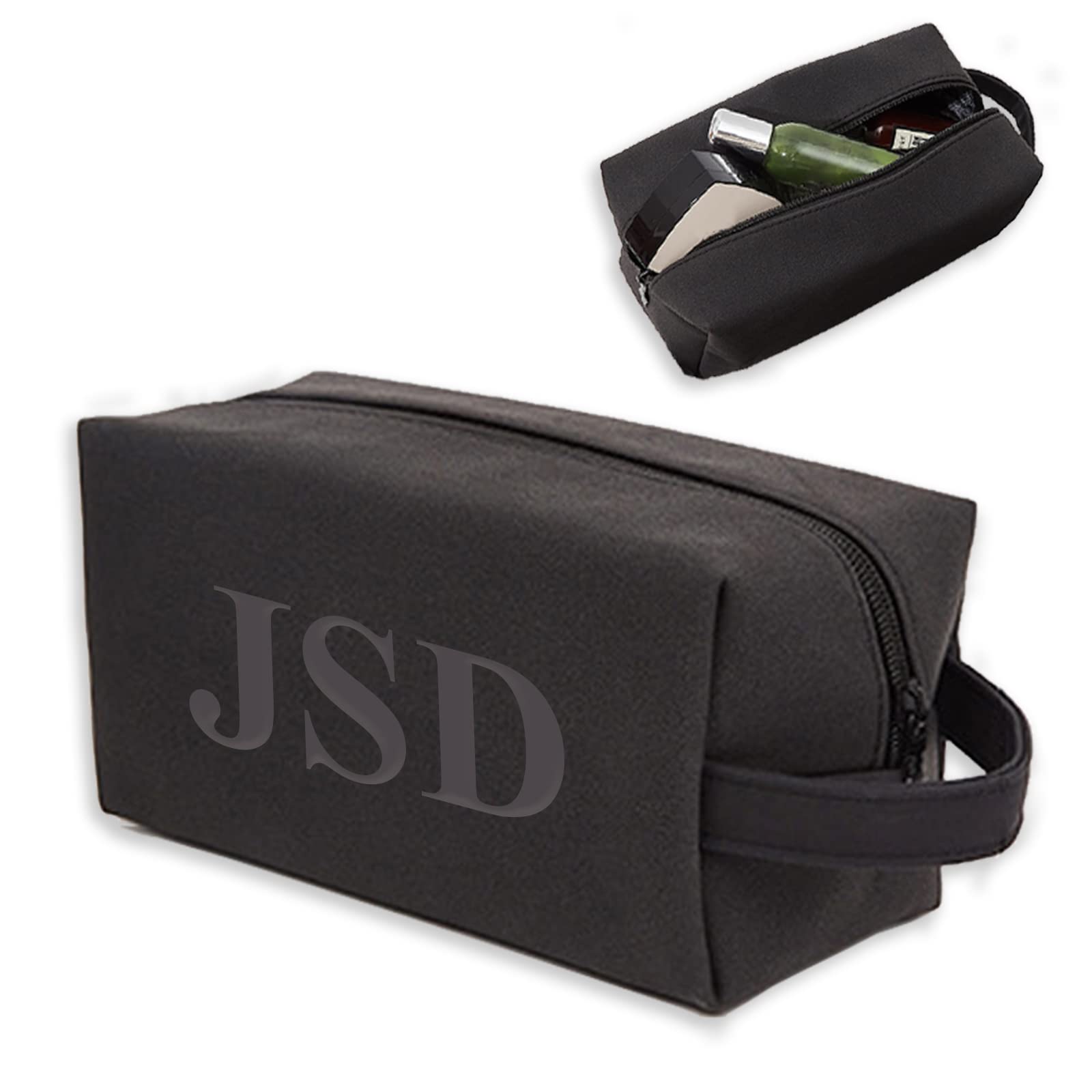 **Personalized Leather Toiletry Bag for Men - Custom Engraved Travel Dopp Kit for Husband, Boyfriend, Dad - Unique Gift for Birthday, Anniversary, Father's Day & Wedding Groomsmen - Perfect for Travel, Business Trips & Gym Essentials**