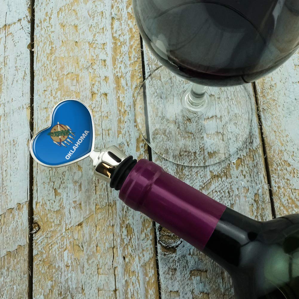 Oklahoma State Flag Heart Love Wine Bottle Stopper - Cork Stopper for Wine Bottles, Decorative Gift for Oklahoma Fans, Perfect for Parties, Home Decor & Wine Lovers
