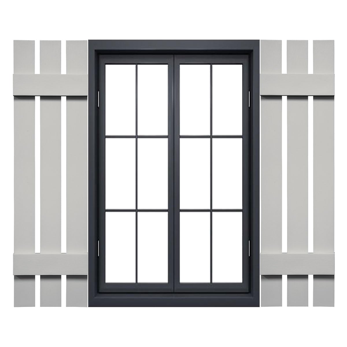 Mid America S31250030 Custom 3-Spaced 2-Board-n-Batten Shutters (Pair) - 50-inch Height, Paintable for Home Exterior & Window Decor