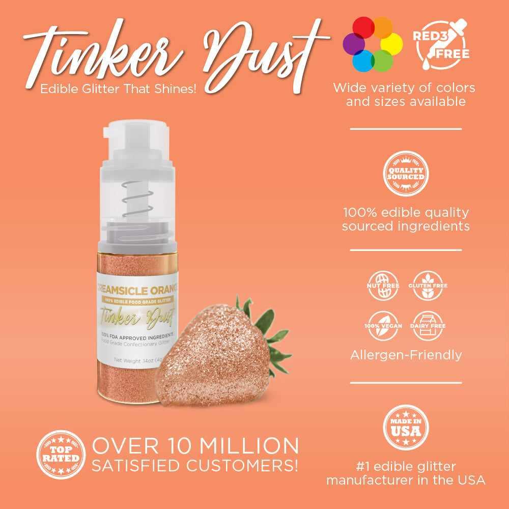 Creamsicle Orange Tinker Dust® Glitter - 4g Spray Pump for DIY Crafts, Nail Art & Body Makeup | Private Label Cosmetic Glitter for Professional Use