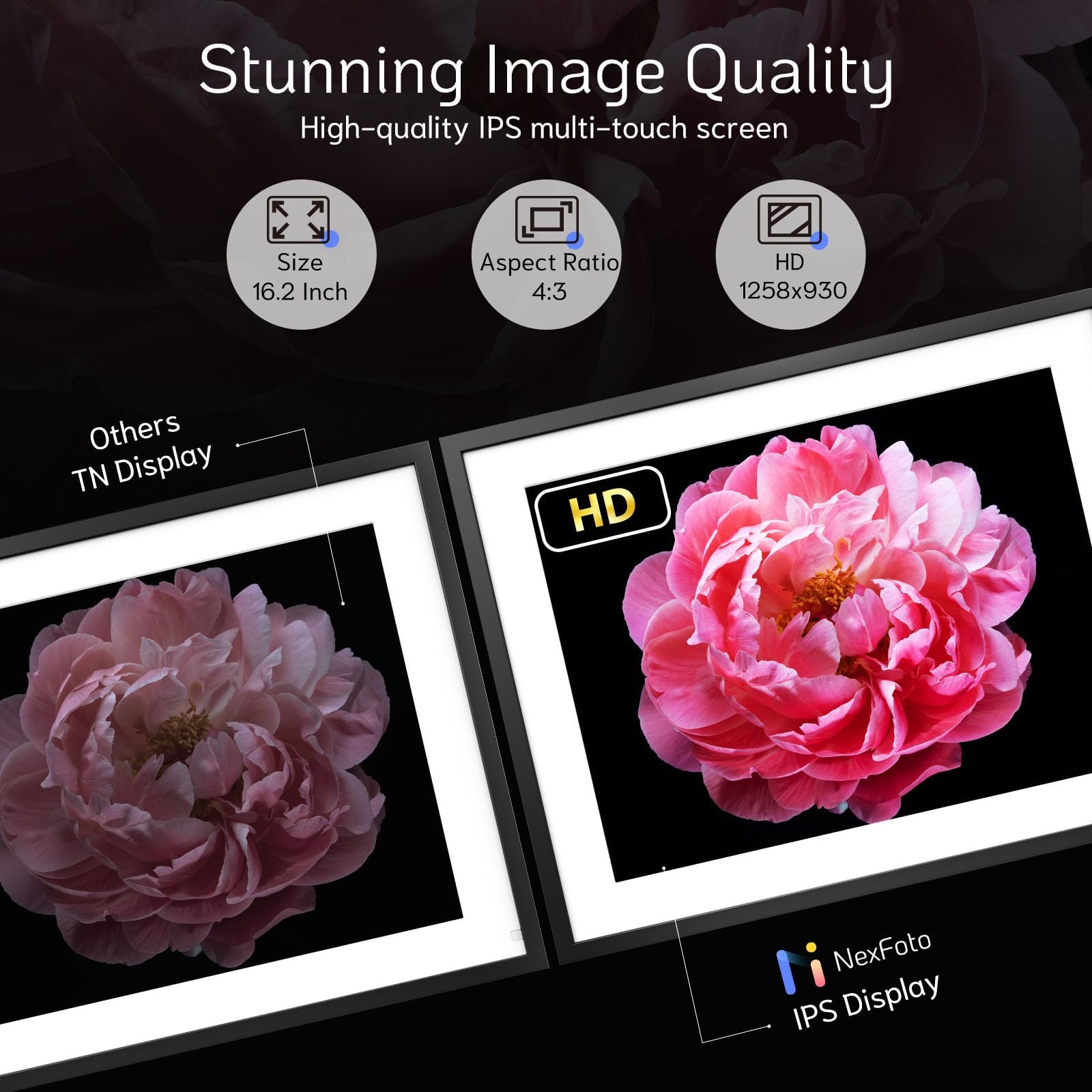 NexFoto 16.2 Inch 32GB WiFi Digital Photo Frame - Large HD IPS Touch Screen Display with Remote Control, Auto-Rotate, App & Email Sharing - Perfect Gift for Mom, Dad, Family - Ideal for Home Decor, Office Display, and Special Occasions