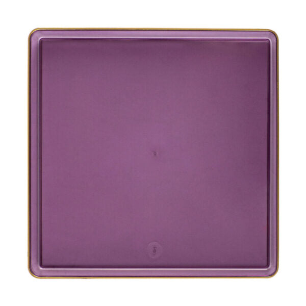 20 Pack Purple and Gold Square Plastic Dinnerware Set for 10 Guests - Elegant Disposable Square Edge Plates, Bowls, Cups & Utensils - Perfect for Weddings, Parties, Banquets & Outdoor Events