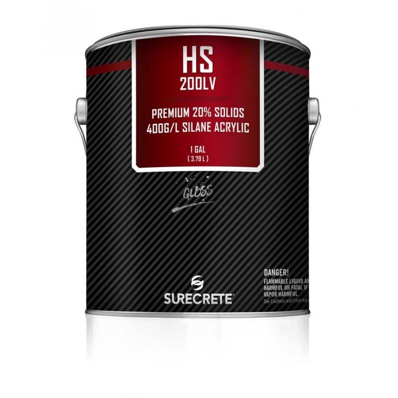 SureCrete HS200 LV Low VOC Clear Stamped Concrete Sealer - Solvent-Based Acrylic Driveway & Pool Deck Coating (1 Gallon) - Protects & Enhances Concrete Surfaces for Outdoor Use