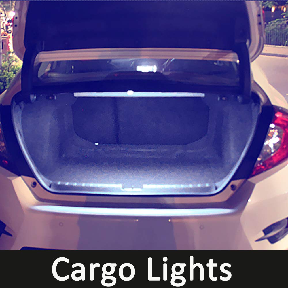 AWALITED 6-Piece White Interior LED Light Kit for 2016-2021 Honda Civic - Super Bright LED Map Dome Cargo Replacement Bulbs - Upgrade Car Interior Lighting for Night Driving & Enhanced Visibility