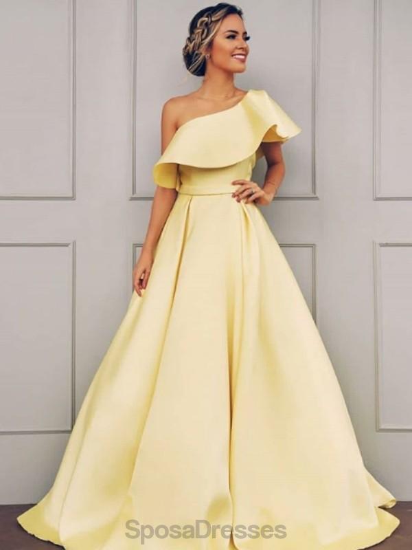 Elegant One Shoulder Yellow Long Prom Dress for Evening Parties & Formal Events - Perfect for Prom, Homecoming, and Special Occasions