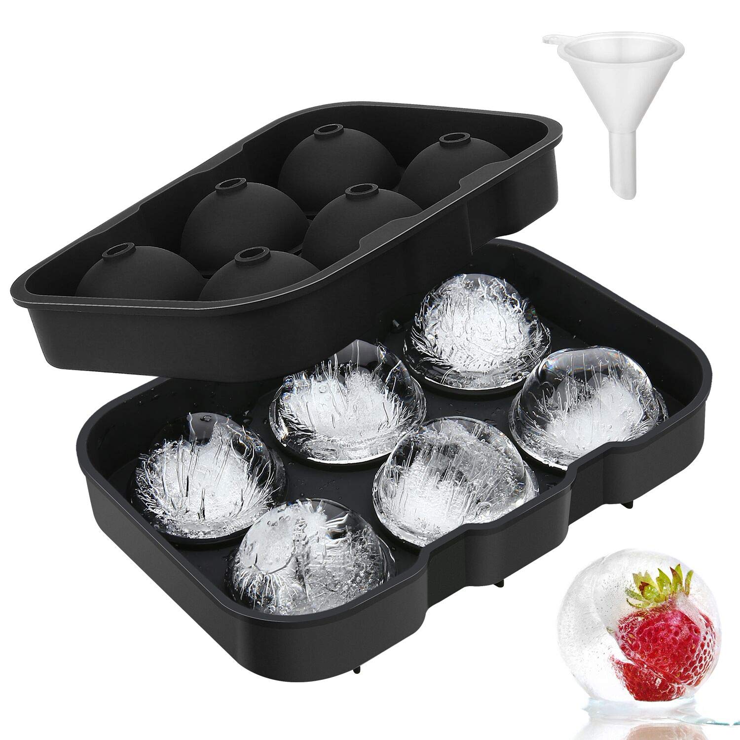 Premium Silicone Ice Cube Trays with Lid - Sphere Ice Ball Maker for Whiskey, Cocktails & Bourbon | BPA-Free, Reusable (1 Pack) | Perfect for Home Bars, Parties & Gift Giving