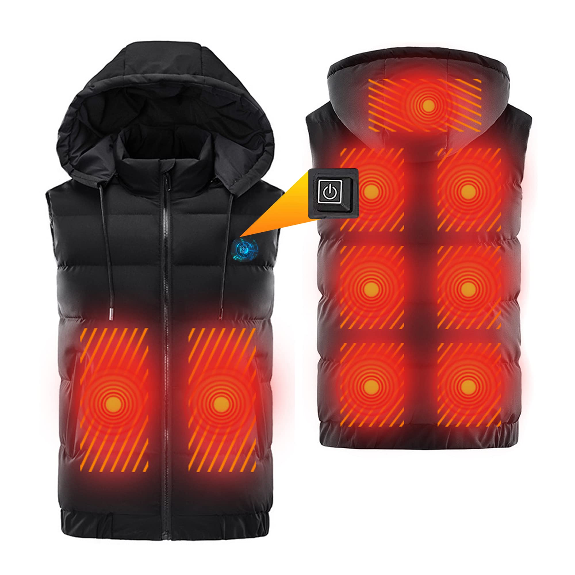 Electric Heated Vest for Men & Women - USB Rechargeable Winter Jacket with 3 Heat Settings, Smart Body Warmer Gilet Coat for Outdoor Activities, Hiking, Camping & Cold Weather Commuting