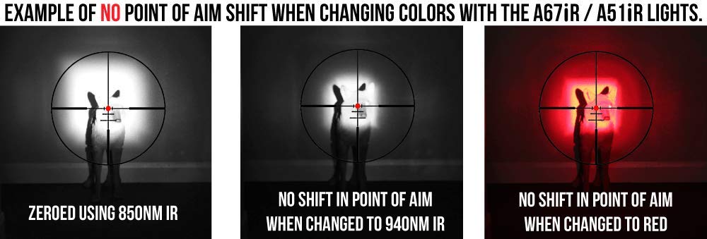 Wicked Lights A67iR 3-in-1 LED Hunting Light Kit (850nm IR, 940nm IR, Red LED) with Adjustable Intensity for Night Vision Scopes - Perfect for Coyote, Hog & Predator Hunting at Night