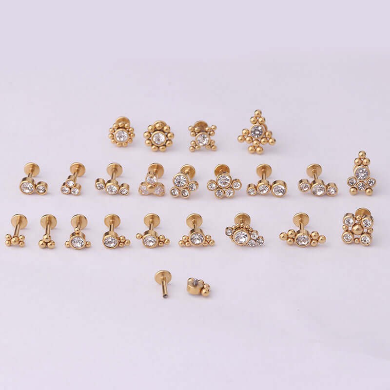16G Cartilage Flat Back Labret Stud Earrings - Surgical Steel Push Pin for Helix, Tragus, Conch Piercings | Perfect for Everyday Wear & Professional Settings