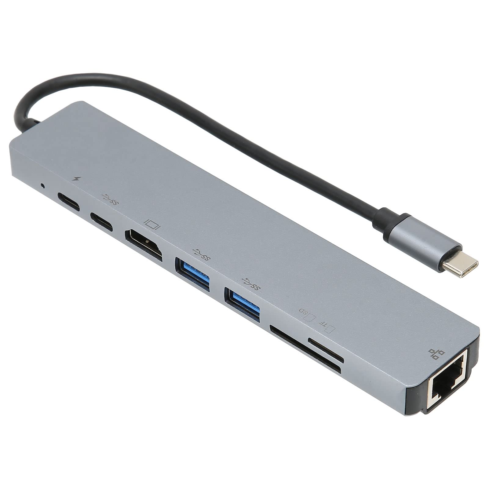 USB C Hub with Ethernet, 4-in-1 USB C to RJ45/USB 3.0/HDMI Adapter - Durable Aluminum Docking Station for MacBook Pro, Dell XPS & More | Perfect for Home Office, Remote Work & Gaming Setups
