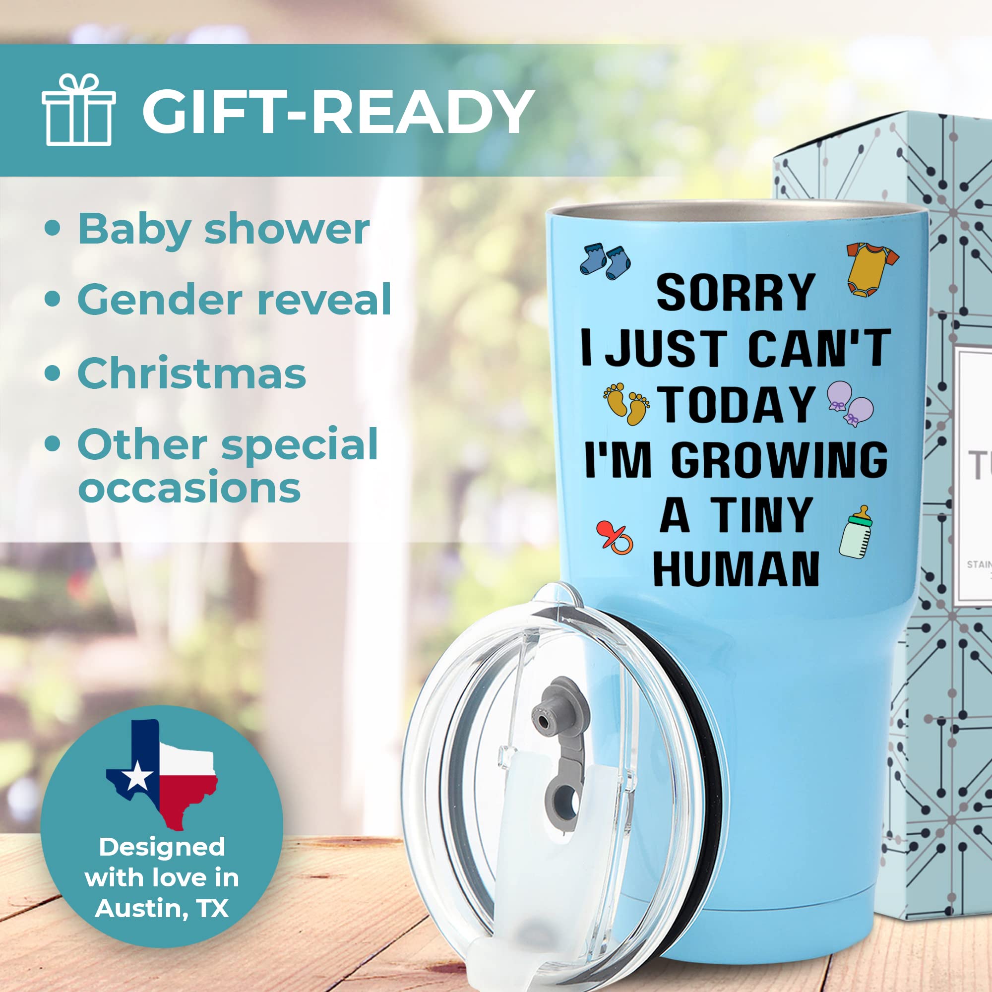 30oz Funny Pregnancy Tumbler - Best Gift for First Time Moms, Expecting Mothers & New Pregnant Women - Perfect for Baby Showers, Maternity Photos & Daily Hydration
