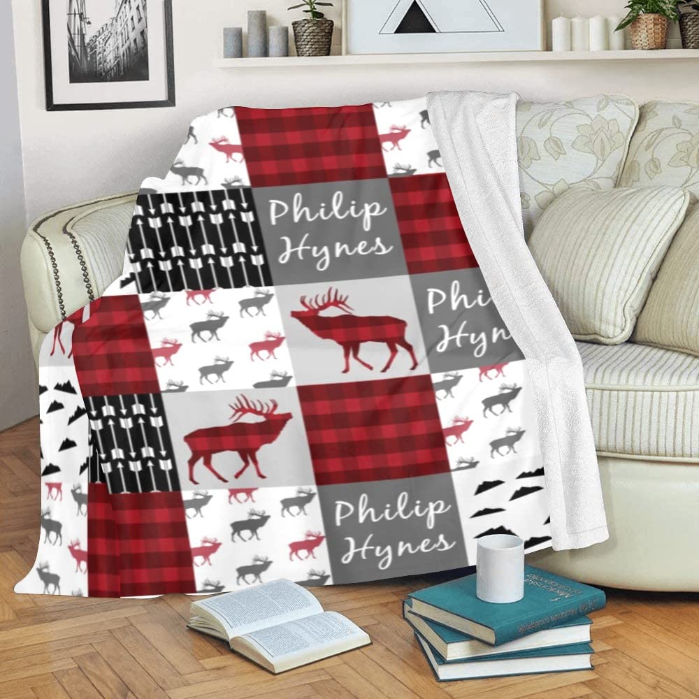 Personalized Woodland Animals Fleece Blanket with Name - Custom Baby Blanket for Boys & Girls - Soft Minky Flannel Blanket - Perfect Baby Shower Gift, Nursery Decor & Cozy Toddler Blanket