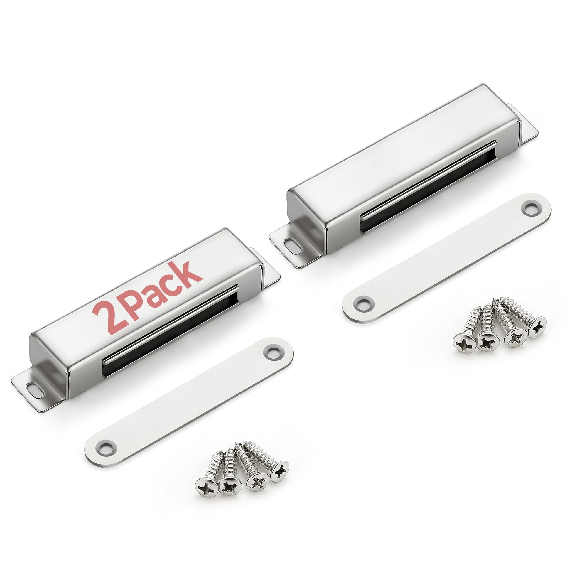 90lbs Heavy Duty Magnetic Cabinet Door Catch - 2 Pack Silver Concealed Magnets for Cabinet, Cupboard, Drawer & Wardrobe | Secure Cabinet Doors & Closet Organization | Perfect for Kitchen, Bathroom & Storage Spaces