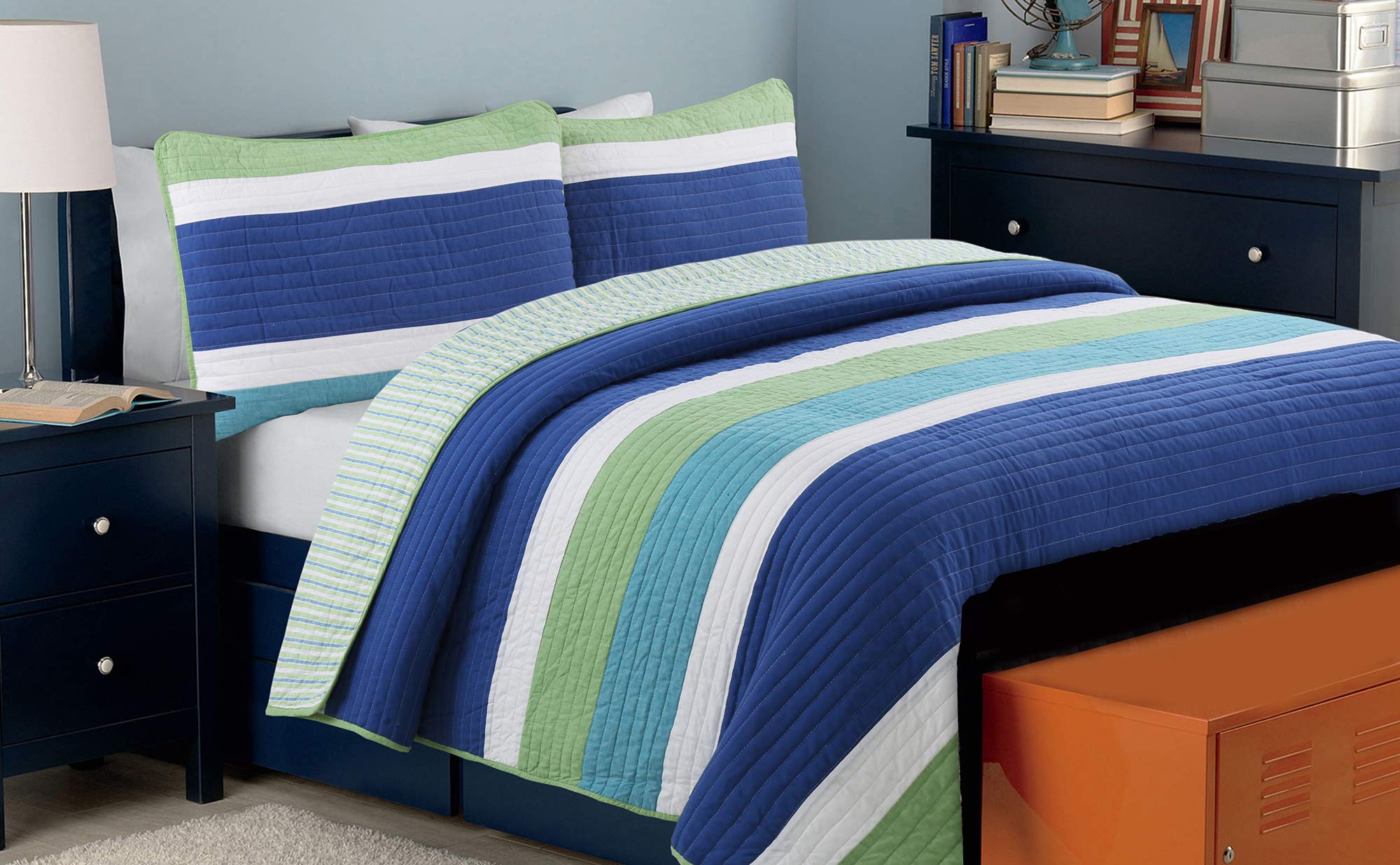 Premium 100% Cotton Sea Quilt Set - 2 Piece Twin Size Bedding Set for Cozy Bedroom Decor | Soft & Breathable Duvet Cover + Pillowcase | Perfect for Guest Rooms, Dorms & Beach House Retreats