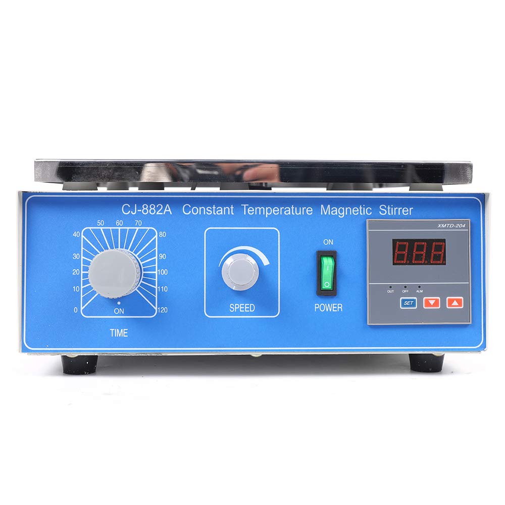 110V Magnetic Hot Plate Stirrer with Temperature Control & Timing - Lab Heating Mixer for Constant Temperature Stirring, Max 10L Capacity - Ideal for Chemistry Experiments, Lab Research & Scientific Mixing
