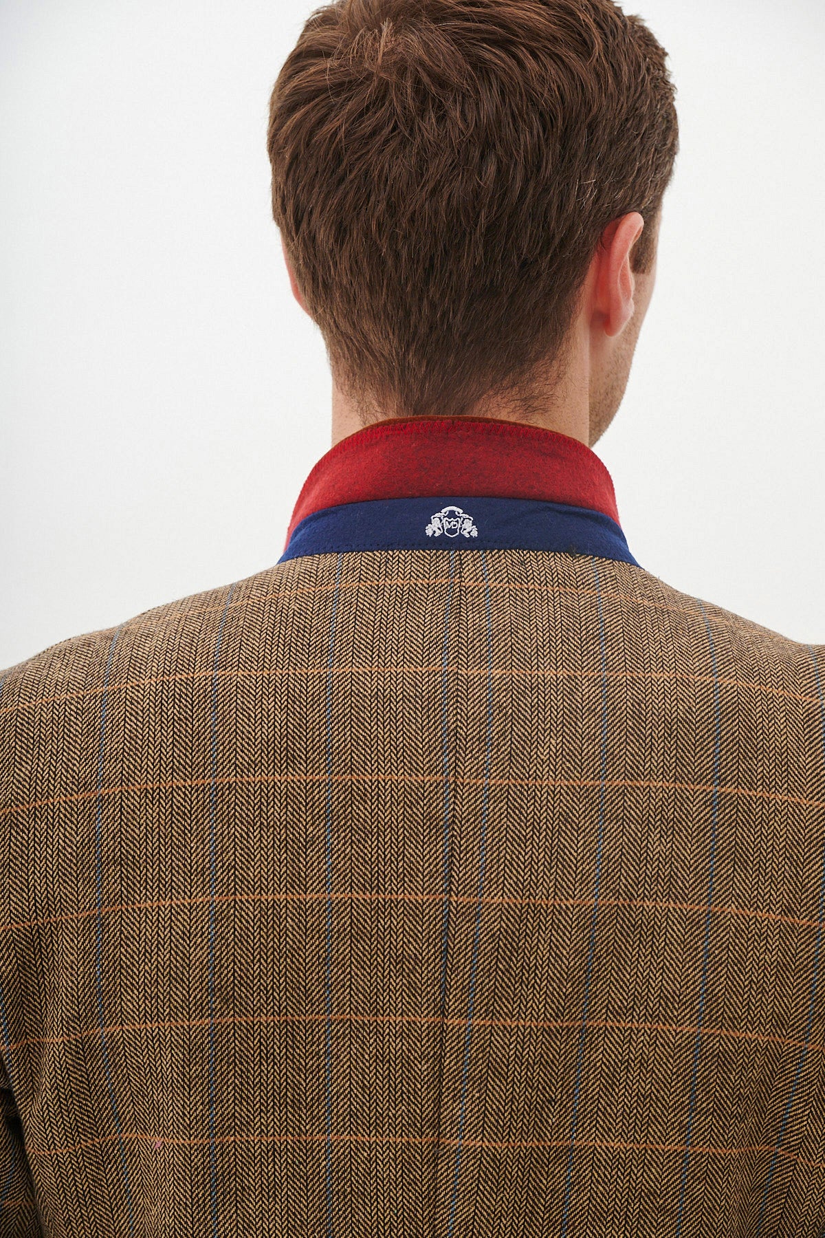 DX7 Men's Tan Tweed Check Blazer - Classic Slim Fit Single Breasted Jacket for Business, Office & Formal Events