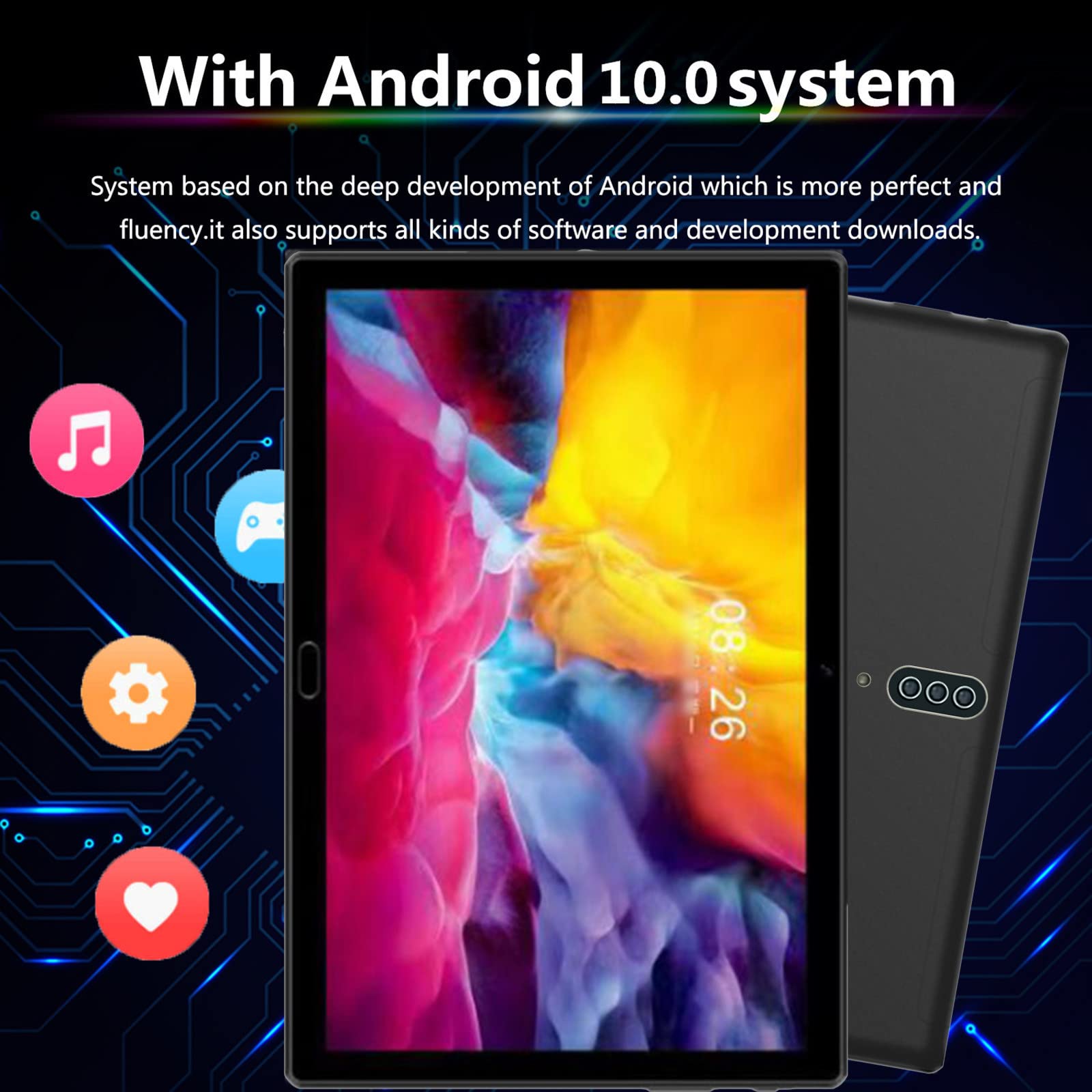 10.1 Inch HD Tablet with 8-Core Processor, IPS High-Definition Screen, WiFi & Bluetooth, Android OS, SIM Card Slot for Voice Calls - Perfect for Gaming, Streaming & Mobile Communication