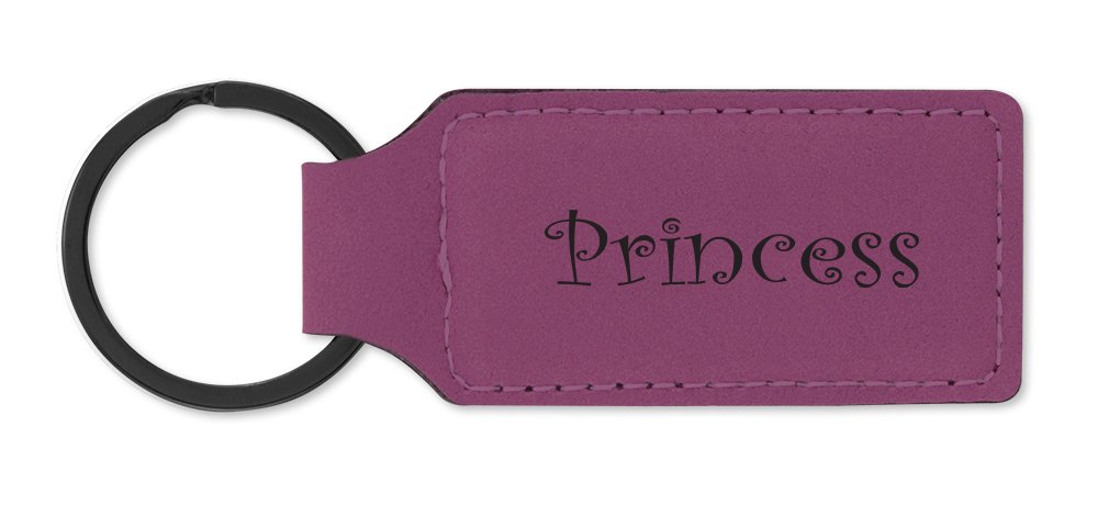 Laser Engraved Classic Pink Leatherette Keychain - Personalized Key Ring with Elegant Design (LKR-Princess) - Perfect for Gifts, Promotions, and Everyday Use