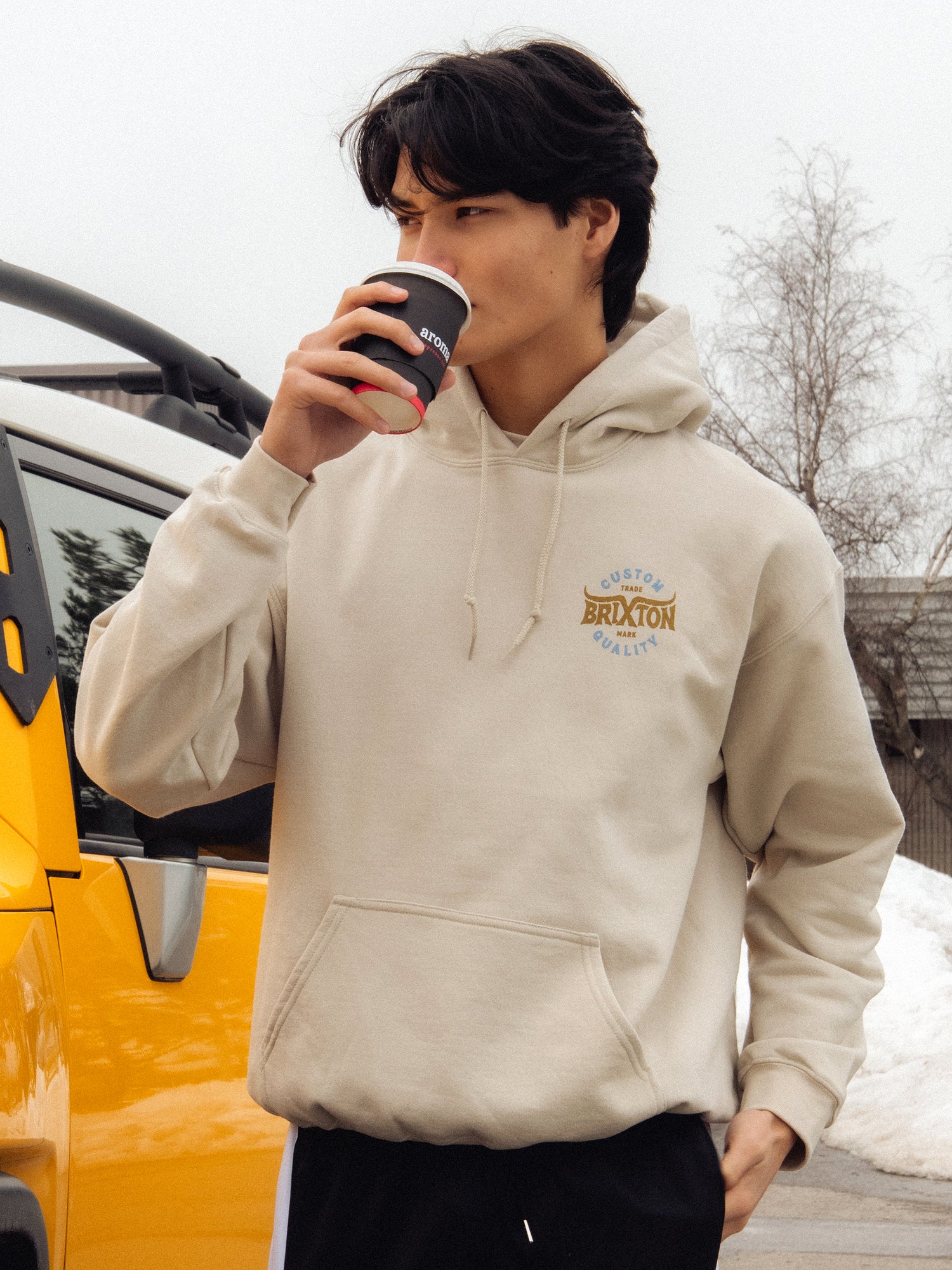 Brixton Gibson Pullover Hoodie for Men - Comfortable Cotton Fleece Sweatshirt with Kangaroo Pocket | Perfect for Casual Wear, Gym, and Outdoor Activities