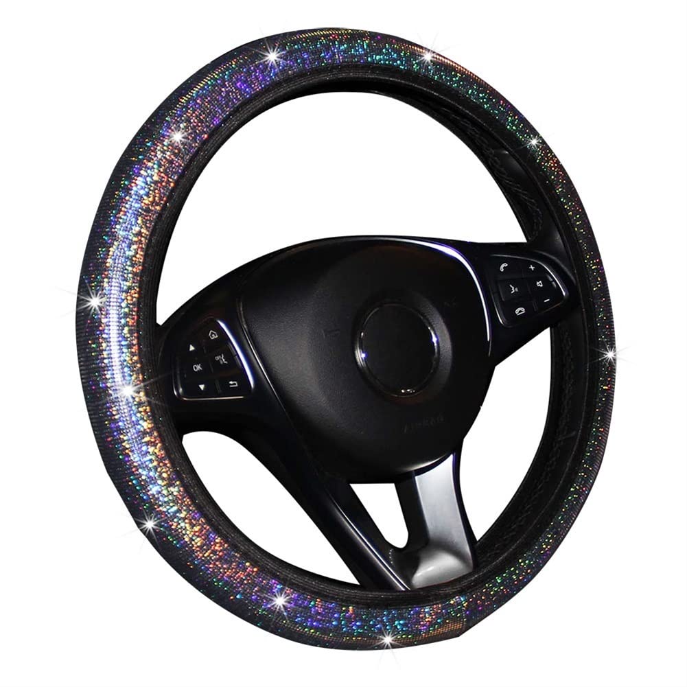 Bling Bling Car Steering Wheel Cover - Non-Slip, Easy to Install, Universal Fit for Polo, E5, X45 & More (Silver) | Perfect for Driving Comfort & Vehicle Customization