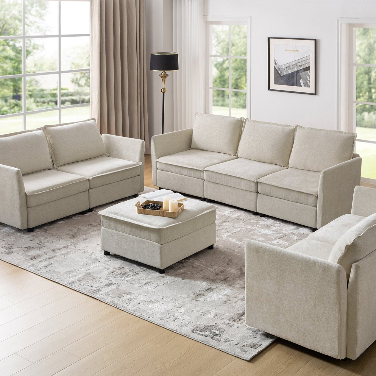 Harmetrix Oversized Soft Sectional Couch with Storage | Modern L-Shaped Sofa Bed with Hidden Compartment | Perfect for Living Room, Family Room & Small Spaces
