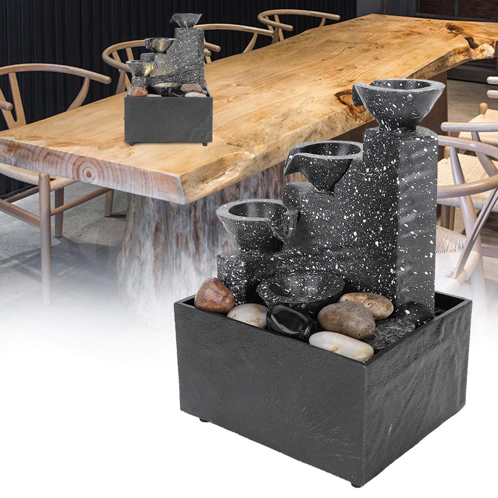 Desktop USB Water Fountain Ornament Crafts for Indoor Home Office Table Decoration, Relaxing Mini Waterfall for Stress Relief and Zen Ambiance