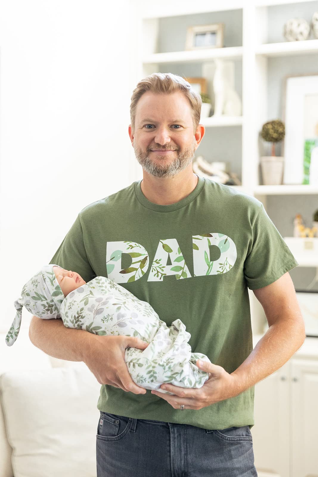 Baby Be Mine Maternity Nursing Robe, Newborn Swaddle Blanket & Daddy T-Shirt Set - Soft Hospital Delivery Gown & Baby Girl Gift for New Parents