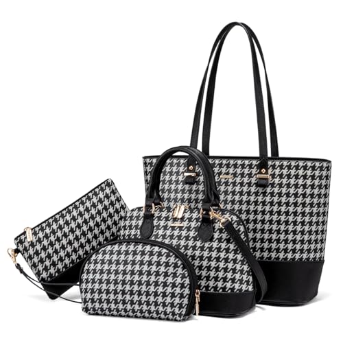 4 Pcs-houndstooth Black