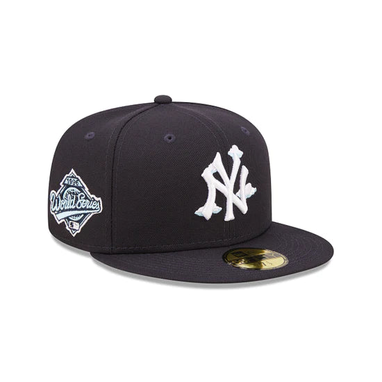 New York Yankees 1996 World Series Comic Cloud Navy 59FIFTY Fitted Hat for Men - Official MLB Baseball Cap for Yankees Fans, Streetwear & Sports Events