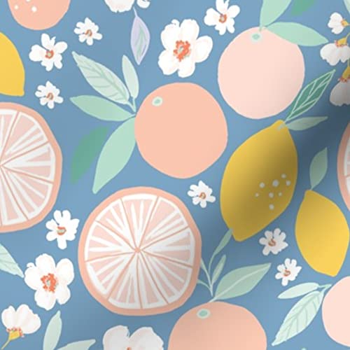 Bloom Grapefruit Lemon Print Upholstery Velvet Fabric - Fat Quarter for Nursery Decor, Home Upholstery & Apparel | Soft Durable Fabric for Curtains, Pillows, Clothing & DIY Crafts