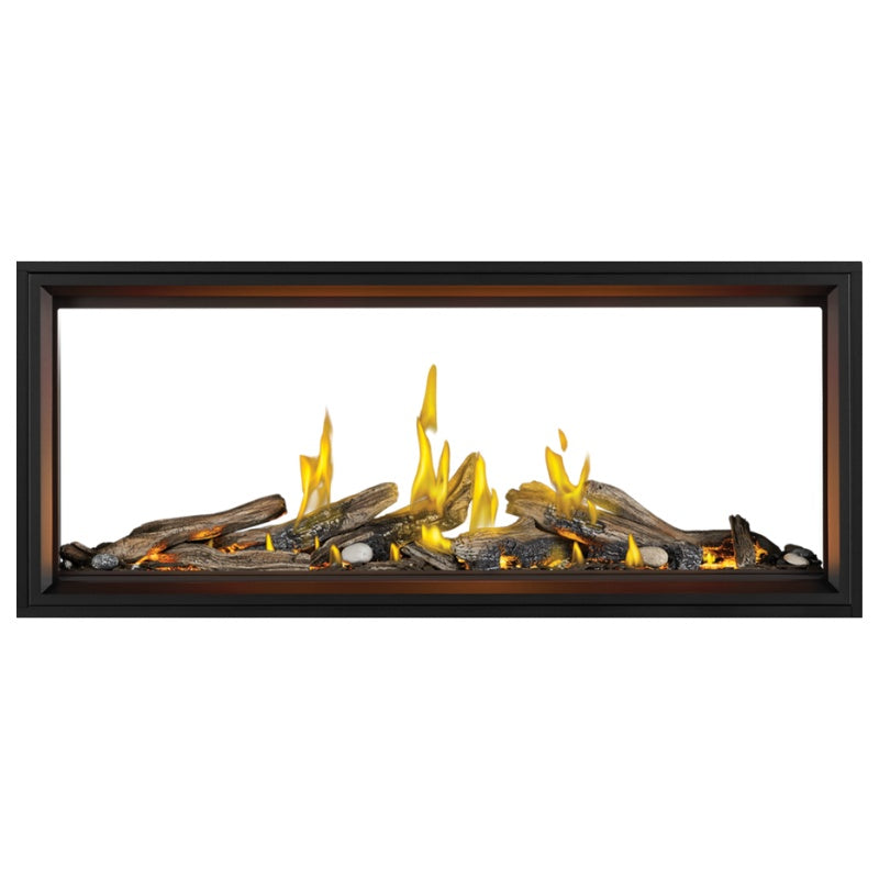 Napoleon 62-Inch Tall Vector Linear Gas Fireplace with Luminous Logs - Direct Vent, See-Through Design for Living Rooms & Bedrooms
