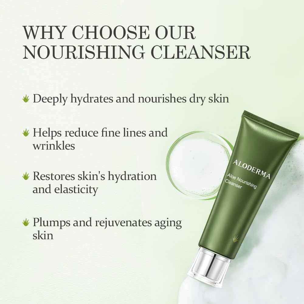 Aloderma Basic Aloe Firming & Nourishing 3-Piece Skincare Set - Firming Cleanser, Firming Cream & 200g Aloe Vera Gel for Hydration & Anti-Aging | Perfect for Dry, Sensitive Skin & Daily Skincare Routine