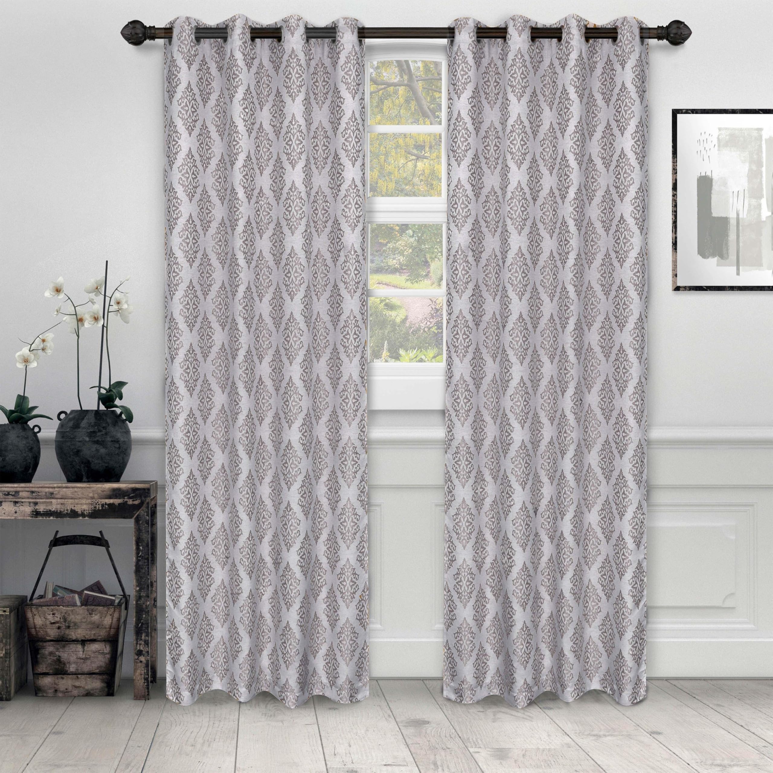 Premium Venetian Damask Jacquard Curtain Panels - Set of 2 (52