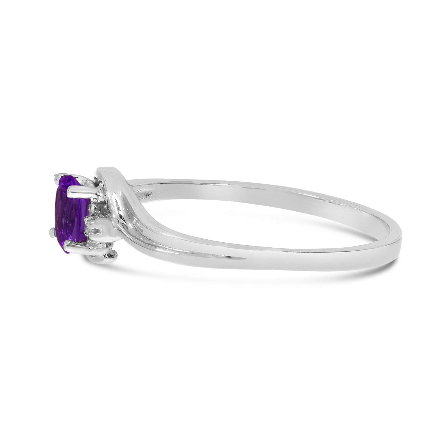 10K White Gold Oval Amethyst and Diamond Ring for Women - Elegant Engagement, Wedding, Anniversary Jewelry Gift