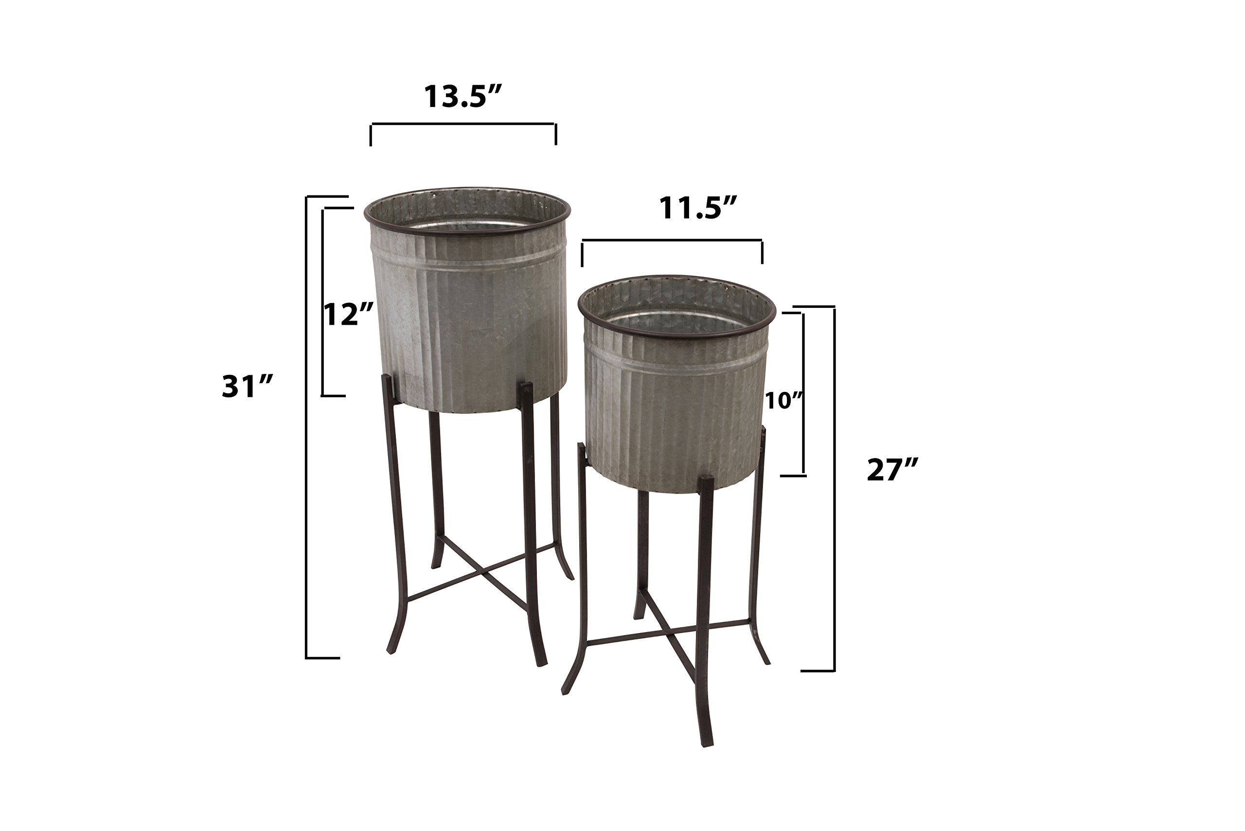Creative Co-Op Set of 2 Decorative Iron Planters with Stands - Indoor Outdoor Garden Decor for Patio, Balcony & Home Décor