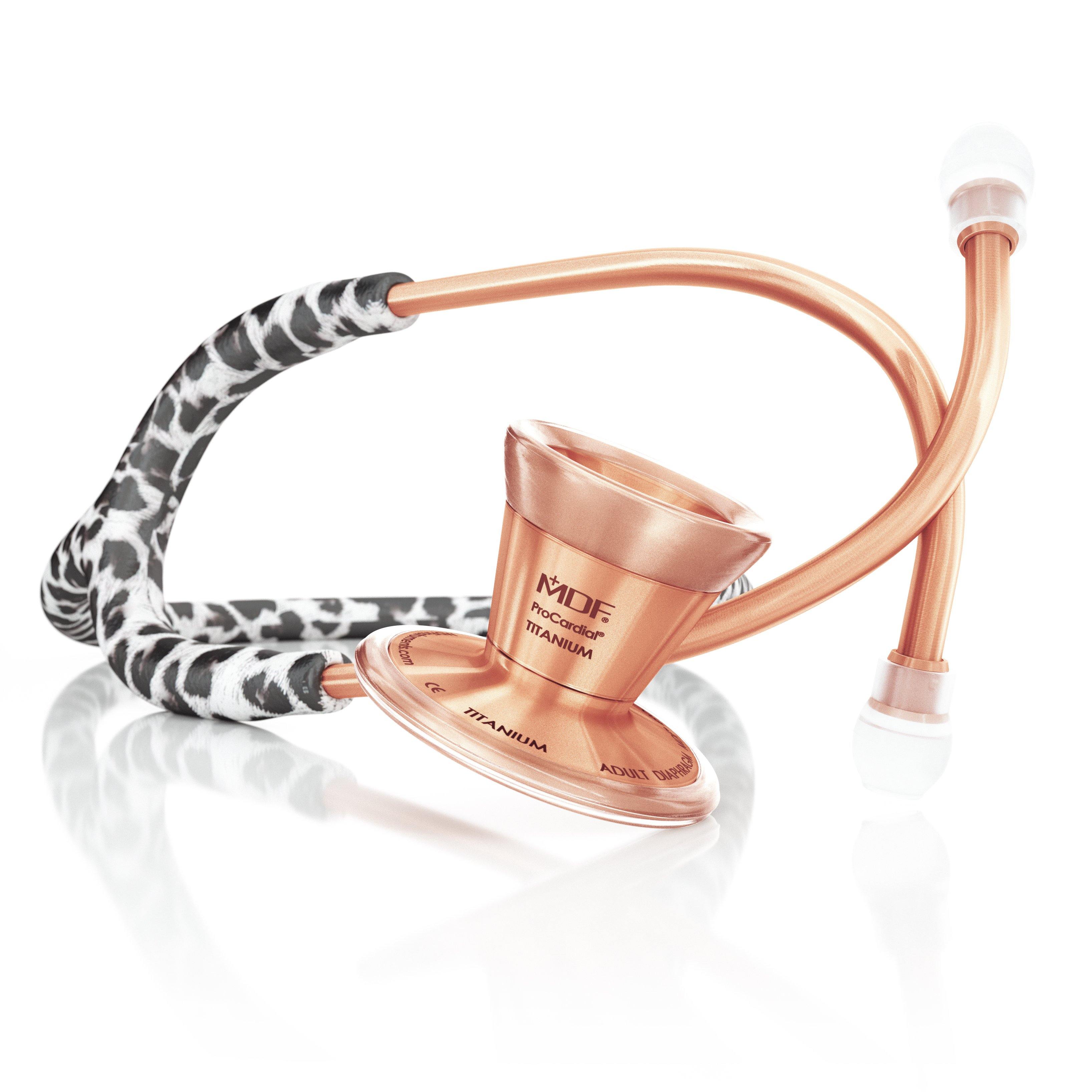 Premium Titanium Cardiology Stethoscope - Snow Leopard & Rose Gold Design | Ideal for Medical Professionals, Nurses & Students | Perfect for Hospital, Clinic & Home Use