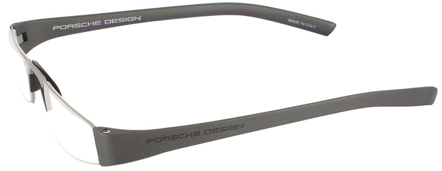 Porsche 8801 Half Frame Designer Reading Glasses for Men & Women - Silver/Gunmetal +1.00 Strength - Lightweight & Stylish for Reading, Computer Use & Office Work