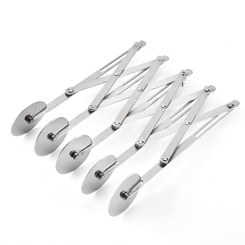 7-Wheel Stainless Steel Pizza Cutter - Expandable Pie Crust Roller & Slicer - Dishwasher Safe Baking Tool for Home, Restaurant & Commercial Use - Perfect for Cutting Pizzas, Pies, Pastries & Dough