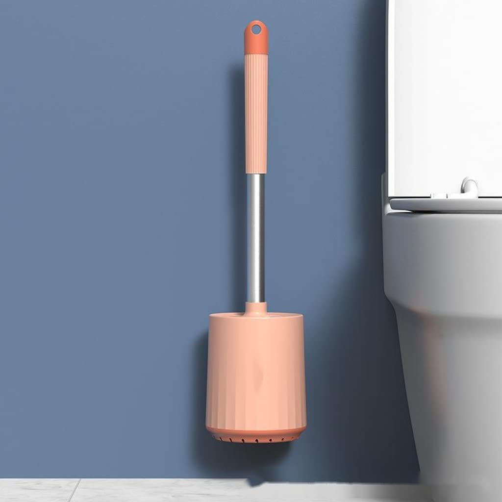 WIONC Silicone Toilet Brush - Long Handle Wall Mount Bathroom Cleaning Tool for Hard-to-Reach Corners | Non-Scratch, Hygienic & Space-Saving Design (Color A) | Perfect for Small Bathrooms, RVs & Tight Spaces