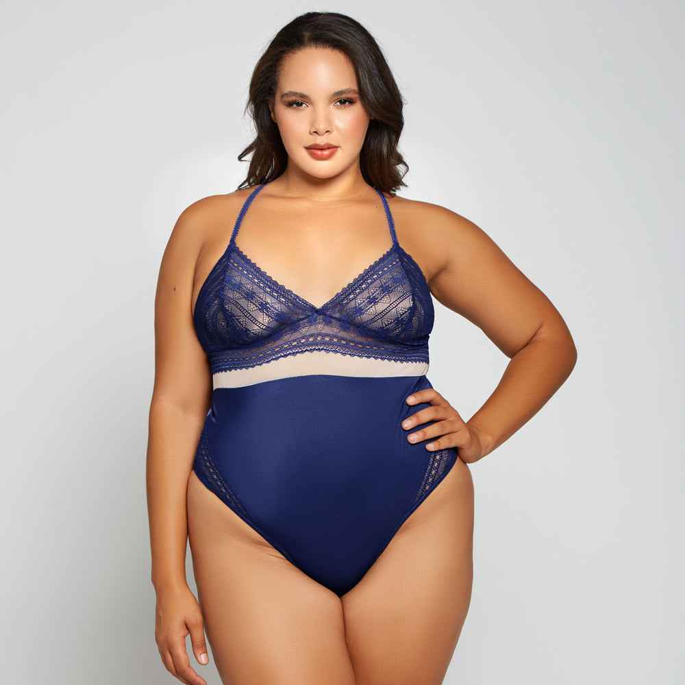 iCollection Clover Triangle Lace & Microfibre Teddy Bra Set - Sexy Lingerie for Women, Comfortable Underwear for Everyday Wear or Special Occasions