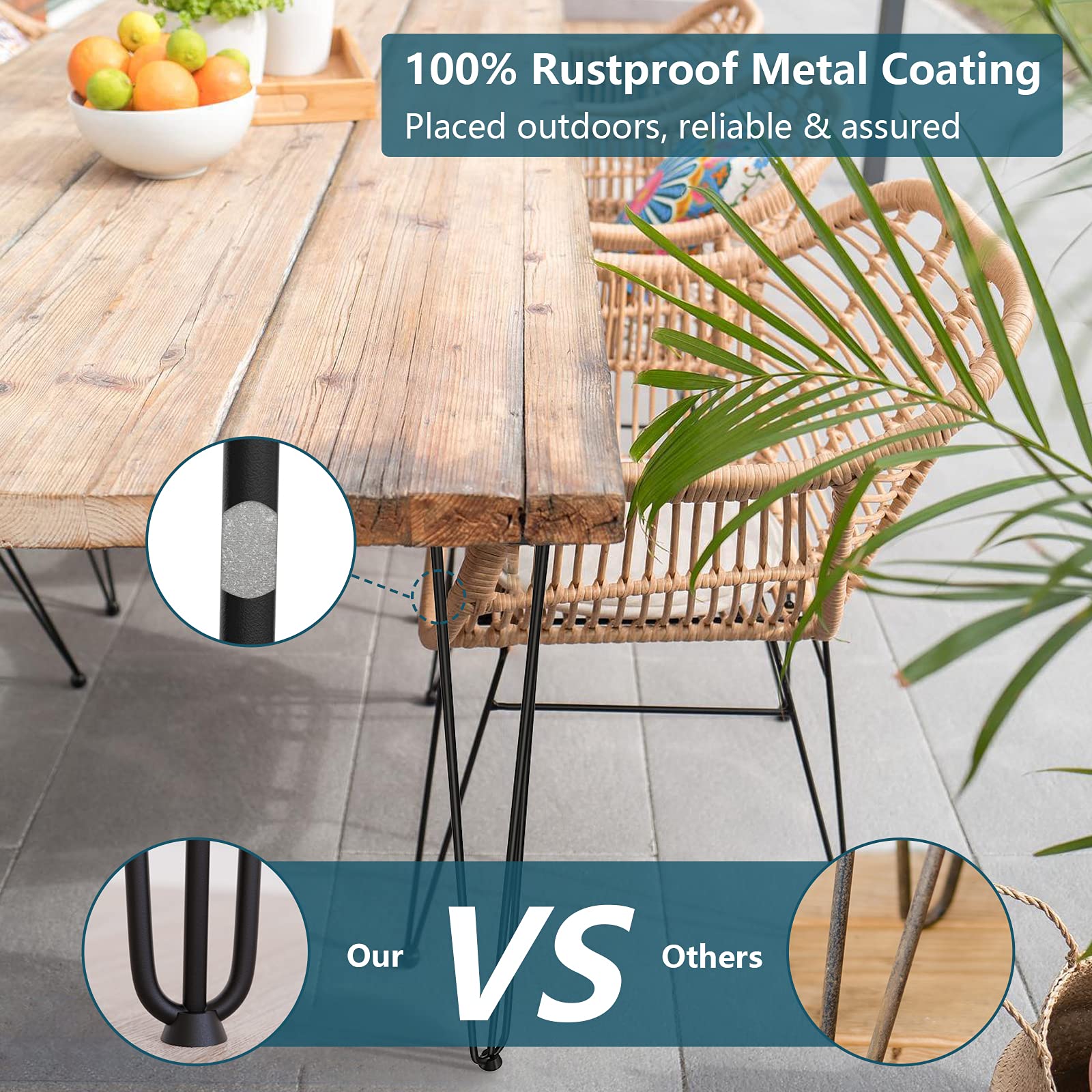 28 Inch Hairpin Coffee Table Legs - Heavy Duty Metal Furniture Legs Set of 4 for DIY Projects - Industrial Style Bench, Desk, Bar & Dining Table - Includes Rubber Floor Protectors - Perfect for Living Room, Office & Restaurant Decor